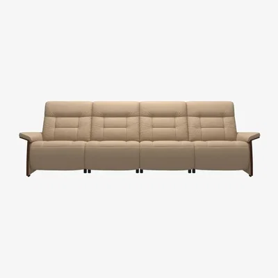 Downtown Stressless Mary 4 Seater Power Recliner Sofa With Wooden Arms - Fabric