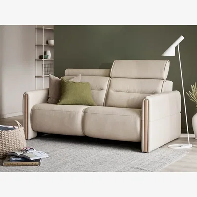 Downtown Stressless Emily 2 Seater Power Recliner Sofa With Wood Arms - Noblesse Leather
