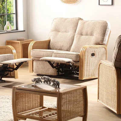 Downtown Desser Paris 2 Seater Reclining Sofa - Light Oak - Fabric Grade B In LightOak