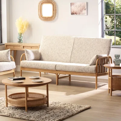 Downtown Desser Aspen 3 Seater Sofa - Light Oak - Fabric Grade D In LightOak