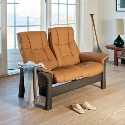 Downtown Stressless Windsor High Back 2 Seater Recliner Sofa - Paloma Sand