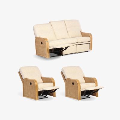 Downtown Desser Paris 3 Seater Reclining Sofa and 2 Chairs Sofa - Light Oak - Fabric Grade B In LightOak