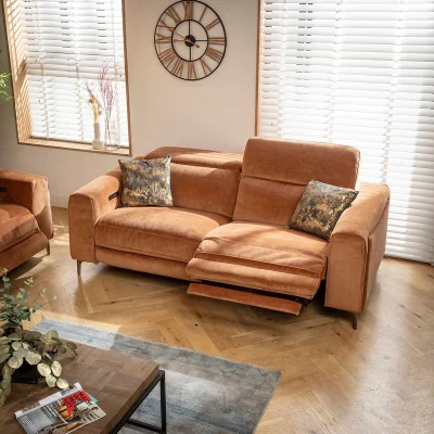 Quatropi Modern 2 Seater Power Recliner Sofa Couch Orange 210x105cm