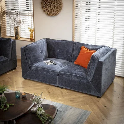 Quatropi Anni Small 2 Seater Sofa Blue Chenille 192x96cm 2S