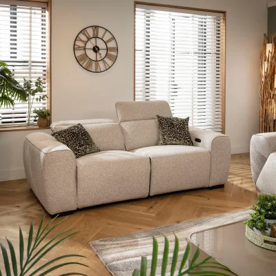 Quatropi Modern 2 Seater Electric Recliner Sofa Settee Couch Beige 206cm 2S