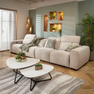 Quatropi Modern 4 Seater Electric Recliner Sofa Settee Couch Beige 358cm 16