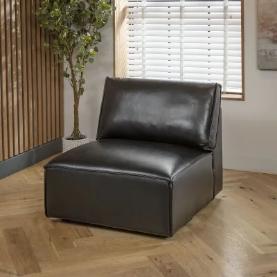 Quatropi Rupert Leather Armless Middle Modular Sofa Section Carbon 89x98cm