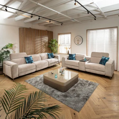 Quatropi Modern 3 & 2 Seater Recliner Sofa Set with Storage Table Console Grey