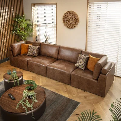 Quatropi Martha 4 Seater Modular Sofa Antique Brown 348x92cm 16
