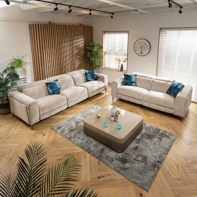 Quatropi Modern Full Recliner 3 Seater & 2 Seater Sofa Couch Set Grey