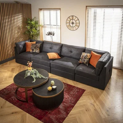 Quatropi Archie 4 Seater Modular Sofa Black 360x90cm 16