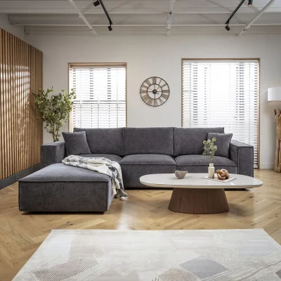 Quatropi Modern 3 Seater Sofa & Footstool Set Grey 309x196cm