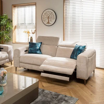 Quatropi Modern 2 Seater Power Recliner Sofa Couch Grey 210x105cm