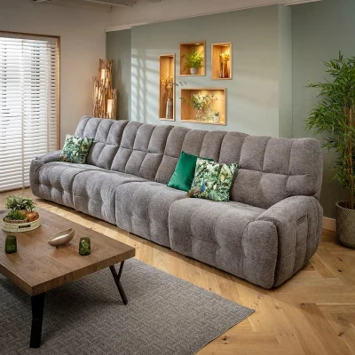 Quatropi Modern 4 Seater Electric Recliner Sofa Couch Charcoal Chenille 370cm 16
