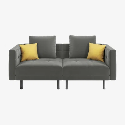 The Range Velvet Convertible Sofa Bed with 4 Pillows - Grey
