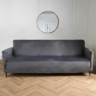 The Range OHS Velvet Stretch 3 Seater Sofa Protector Cover - Charcoal