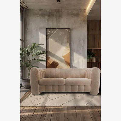 Rockett St George The Bowie Large Sofa In Luxe Kneedlecord Velvet Natural Whisper