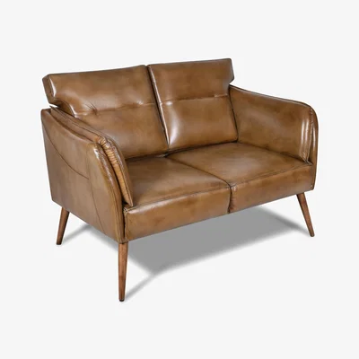The Range Genuine Leather 2 Seater Sofa - Brown