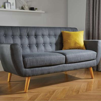 The Range 3 Seater Sofa Grey Birlea Loft Settee Modern Retro Style Fabric - Grey