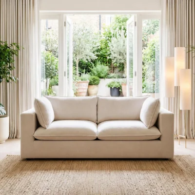 The Range Echo Linen-Look Fabric 2 Seater Modular Sofa - Cream