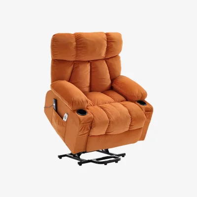The Range Luxury Single Recliner Sofa Chair with Massage and Heat - Orange
