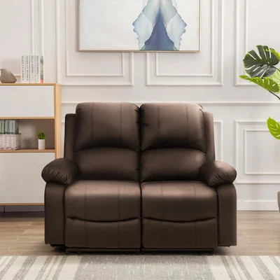 The Range Reclining Luxury Leather Sofa Set In Brown  - Brown / 3+2