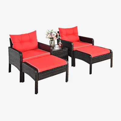 The Range 5 Piece Rattan Sofa Set Red - Red