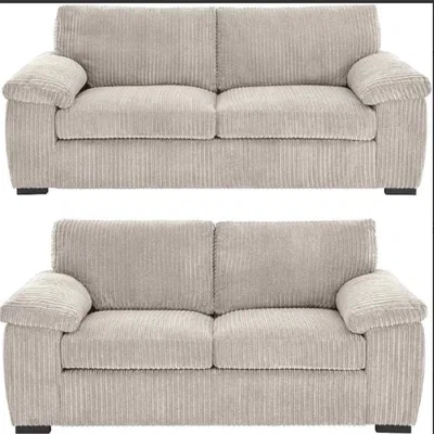 The Range Amalfi Jumbo Cord Full Back 3 and 2 Seater Sofa - Cream