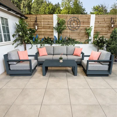 The Range Panama Anthracite Aluminium Lounge Sofa Set with Coffee Table - Anthracite