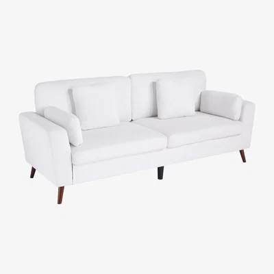 The Range 2 Seater Chenille Upholstered Sofa with Cushions - White