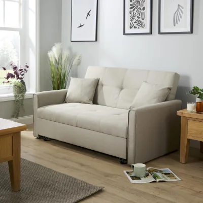 The Range Home Source Charleston Pull Out Linen Sofa Bed - Beige  / 2