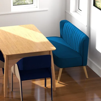 The Range Modern Double Seat Sofa Compact Loveseat with Wood Legs - Blue