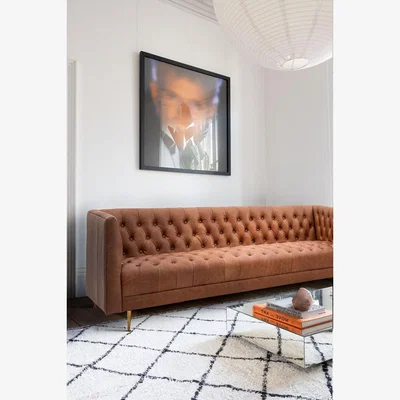 Rockett St George Chesterfield Antique Brown Leather 3-Seater Sofa