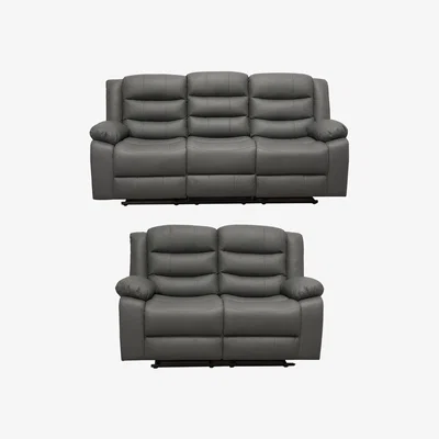 The Range Milano Recliner Sofa Set 3 Plus 2 - Grey Leather