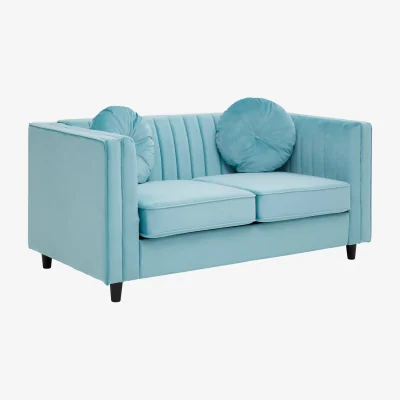 The Range Farah Two Seat Green Velvet Sofa - Green