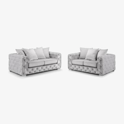 The Range Anasty Plush 3 plus 2 Sofa Set - Silver