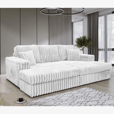 The Range LUXE Fabric Chunky Cord Sofa with 2 Footstool - ivory