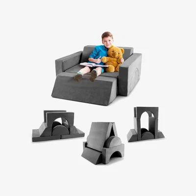 The Range 8-Piece Kids Modular Play Sofa - Grey