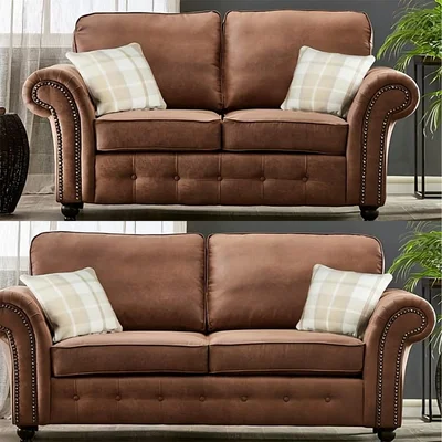 The Range Oakland 3 Plus 2 Tan Suede Sofa Set - Tan / 5