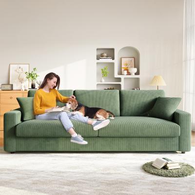The Range 4-Seater Long Sofa Corduroy Fabric Couch for Living Room - Green