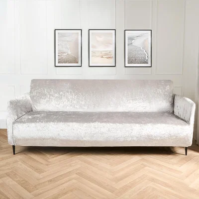 The Range OHS Crushed Velvet Stretch 3 Seater Sofa Protector Cover - Silver