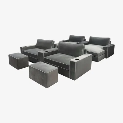The Range Prague Home Cinema Sofa Set  - Steel grey
