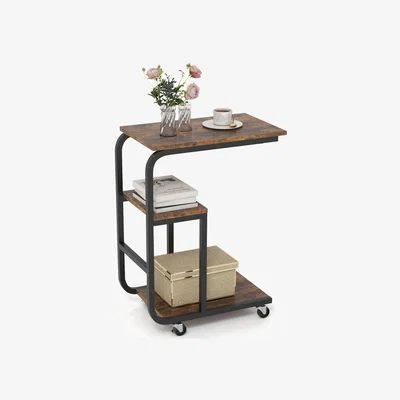 The Range C-shaped End Table Couch Table - Brown