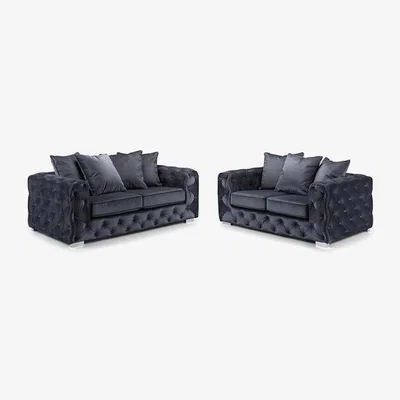 The Range Anasty Plush 3 plus 2 Sofa Set - Black