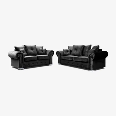 The Range Optic Plush 3 plus 2 Sofa Set - Black