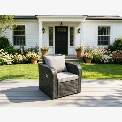 The Range Single Reclining Rattan Arm Chair Adjustable Sofa Patio