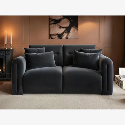 The Range Mabel 2 Seater Sofa Grey Velvet - Grey