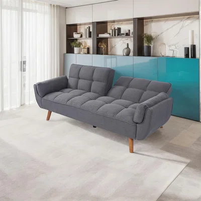The Range Fabric Sofa Bed 191.5CM Modern 3 Seat Click Clack Sofa Bed Couch Settee with Arm - Grey