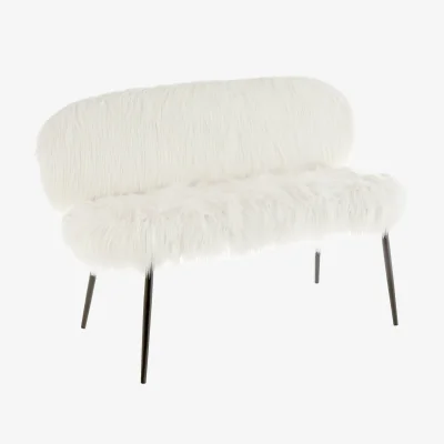 The Range Sienna Faux Fur Two Seater Sofa With Black Legs - White