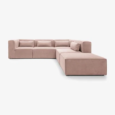 The Range Doris Cord Chenille Modular Sofa - Pink